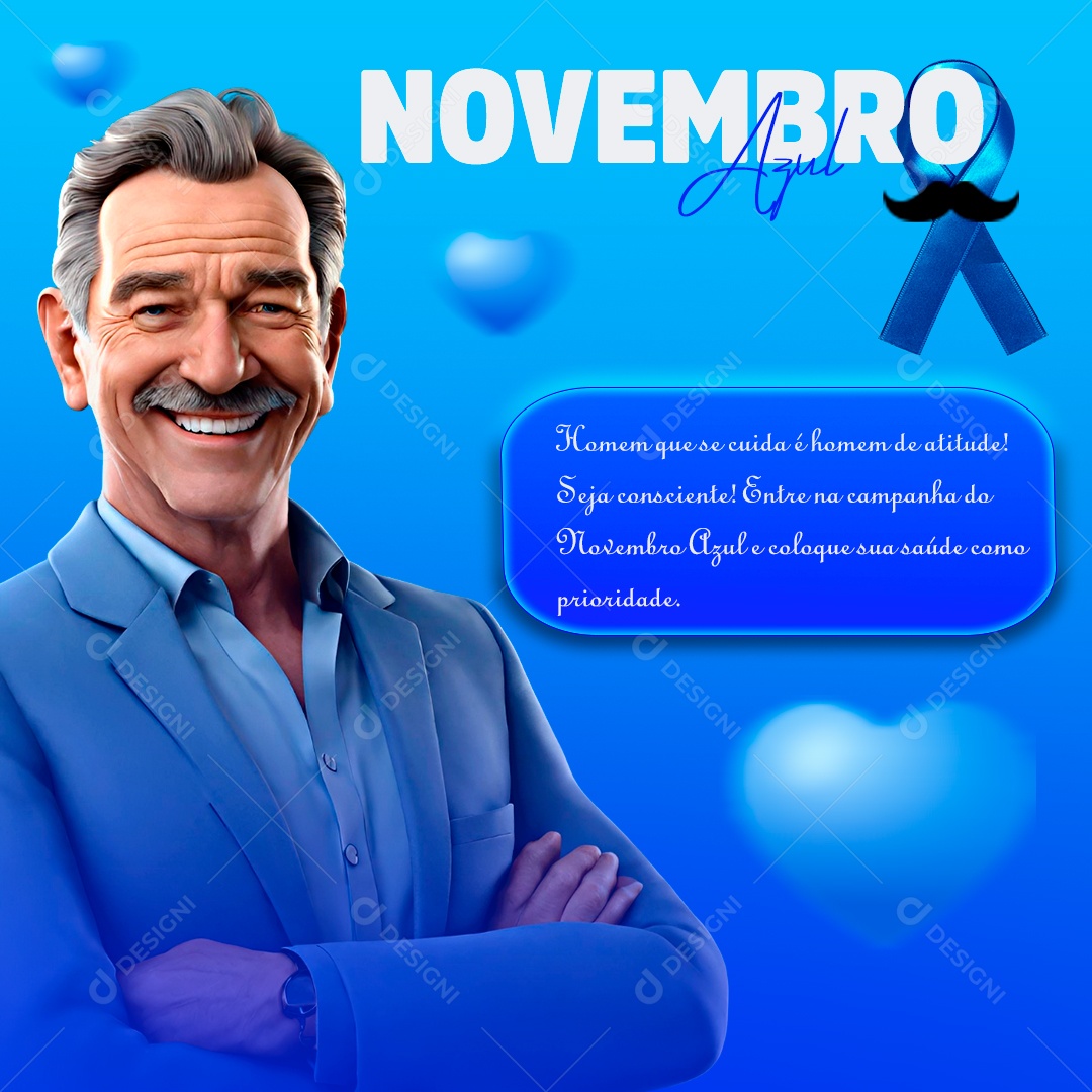 Novembro Azul Coloque sua Saúde como Prioridade Social Media PSD Editável