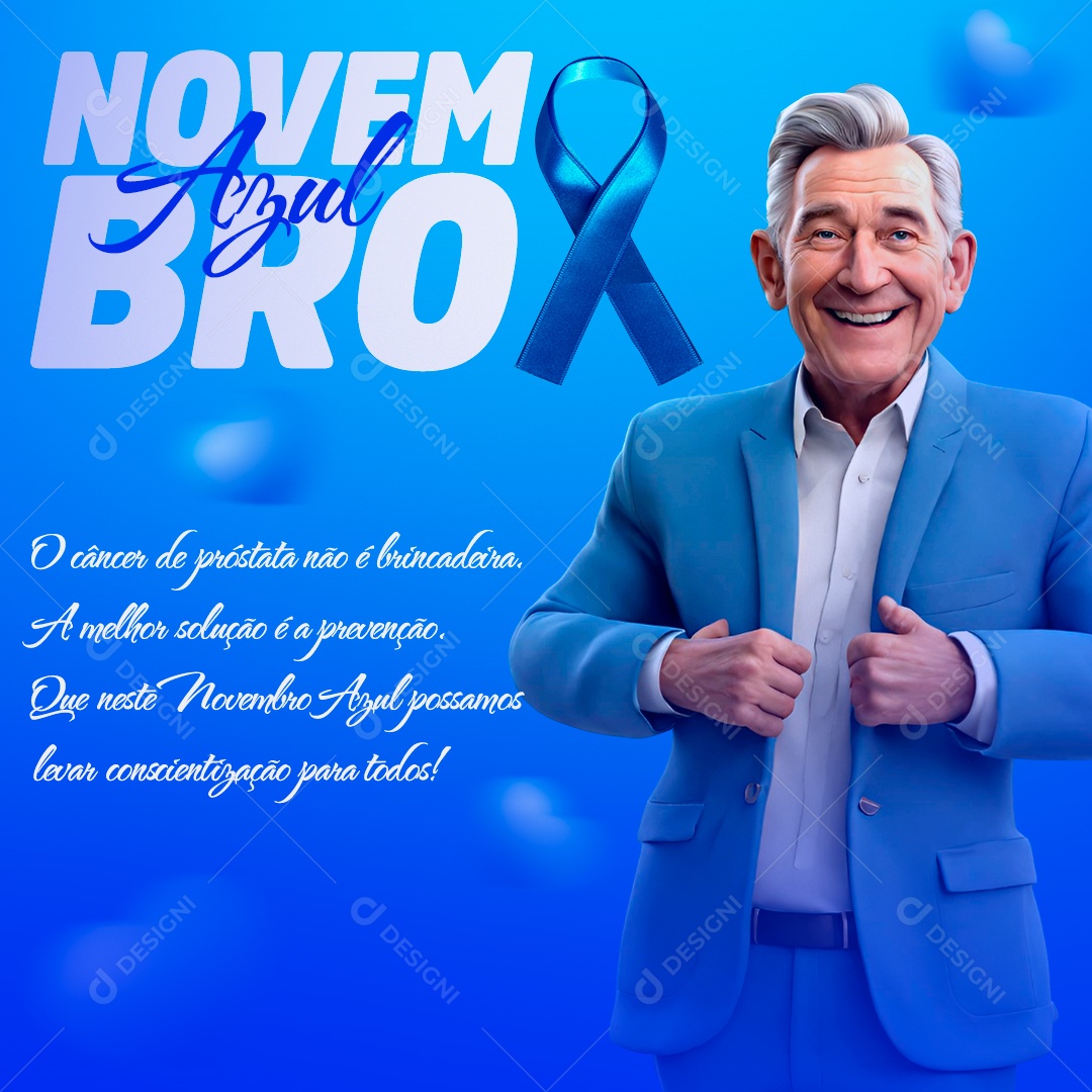 Novembro Azul o Câncer de Próstata não é Brincadeira Social Media PSD Editável