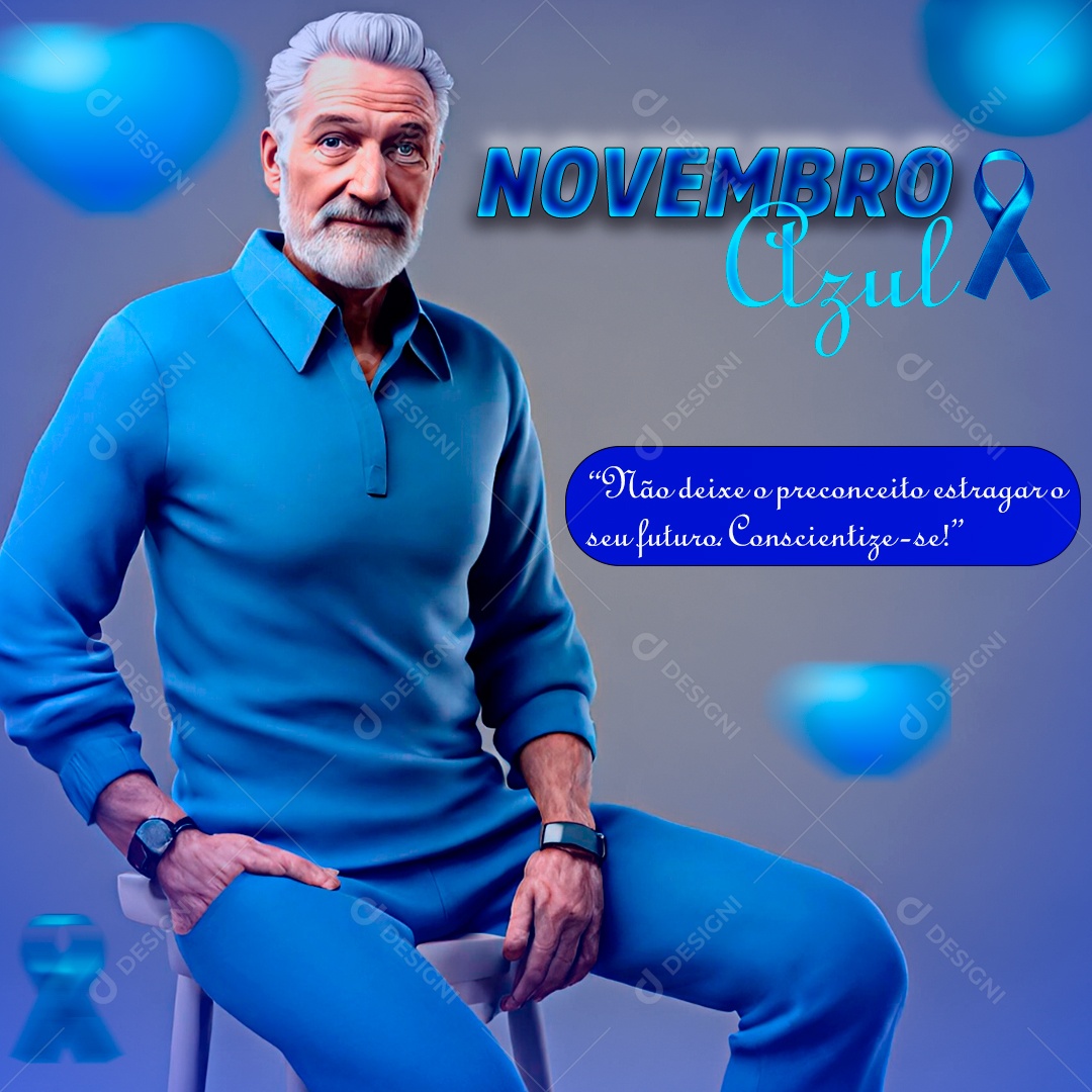 Novembro Azul não Deixe o Preconceito Estragar seu Futuro Social Media PSD Editável