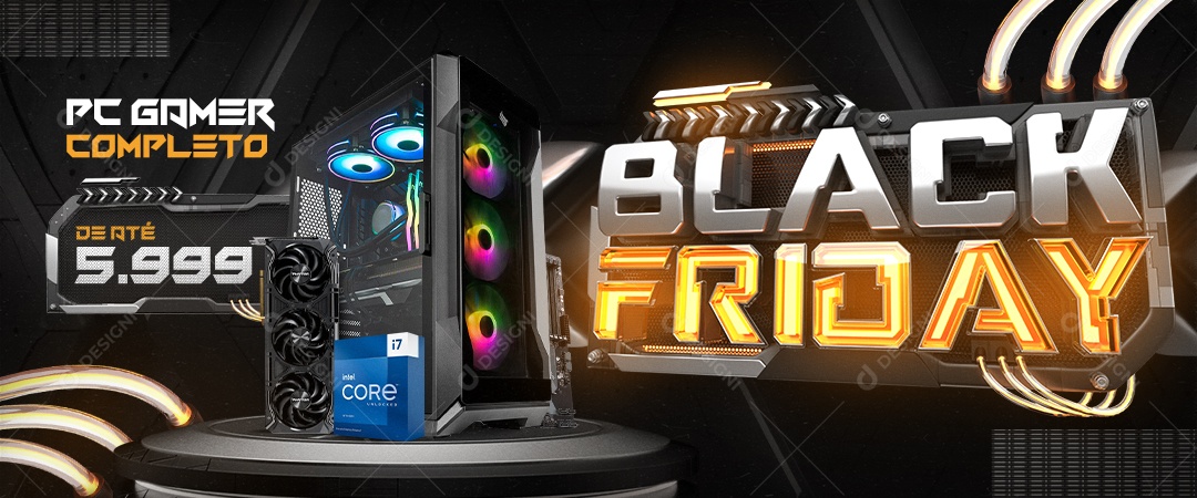 Banner Black Friday PC Gamer Completo Loja Gamer Loja de Eletrônicos Informática Social Media PSD Editável