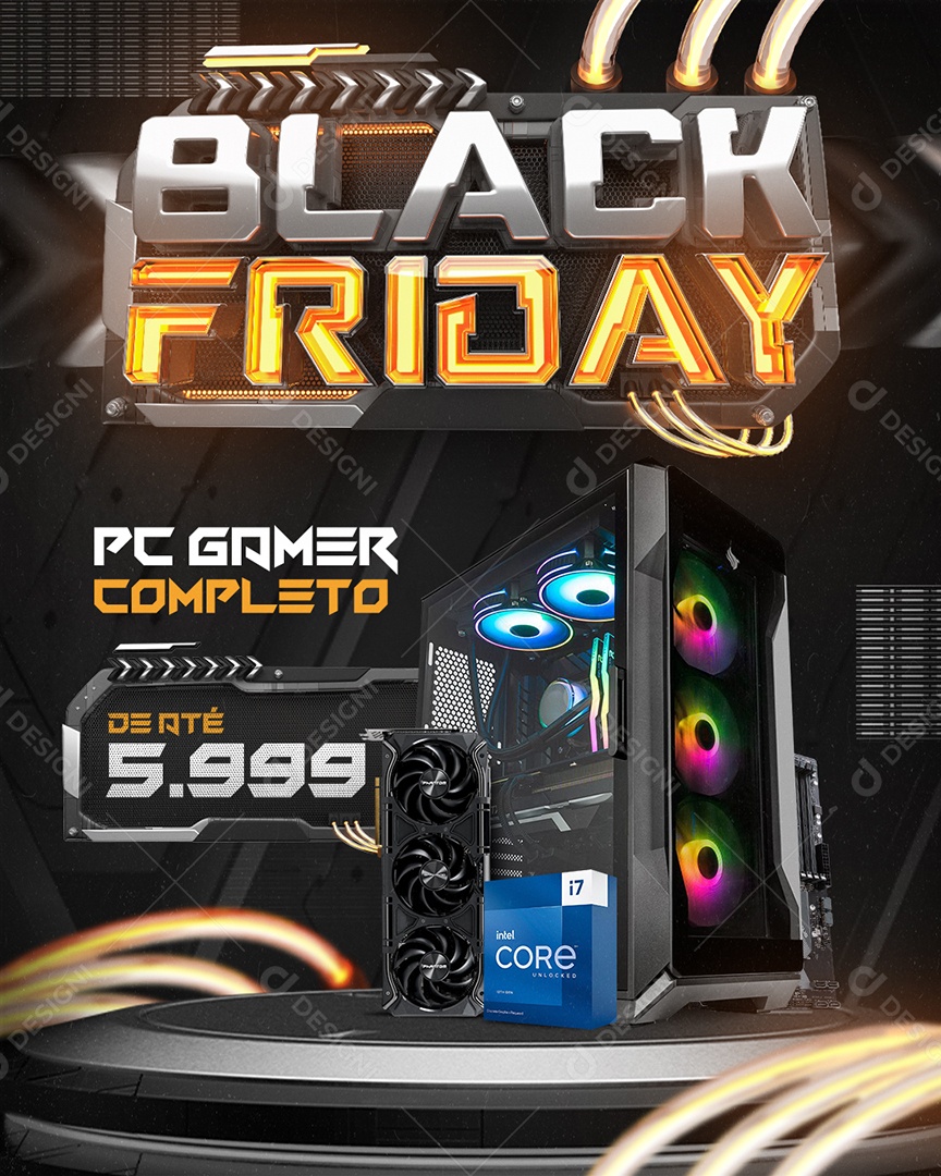 Black Friday PC Gamer Completo Loja Gamer Loja de Eletrônicos Informática Social Media PSD Editável