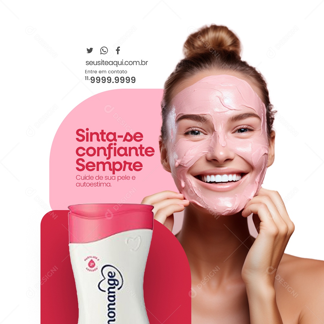 Cosméticos Sinta-se Confiante Sempre Creme de Pele Social Media PSD Editável
