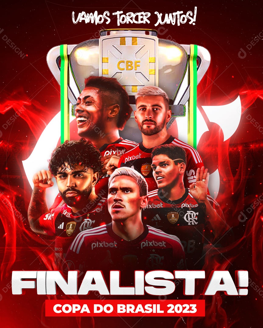 Flyer Feed Finalistas Copa Do Brasil Flamengo Social Media PSD Editável