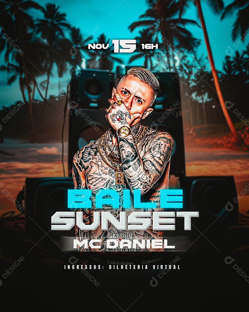 Social Media Flyer Baile Sunset Mc Daniel PSD Editável