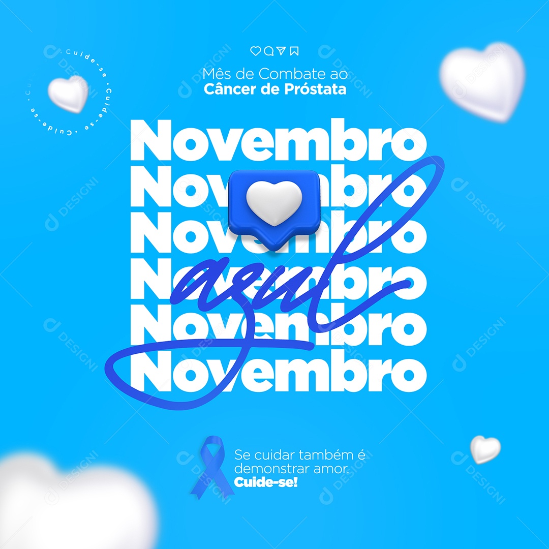 Novembro Azul Mês de Combate ao Câncer de Próstata Social Media PSD Editável
