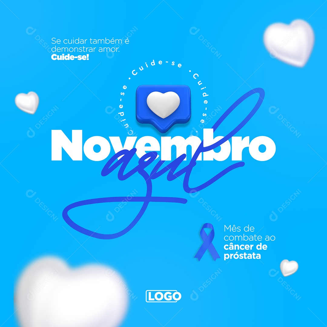 Novembro Azul Cuide-se Social Media PSD Editável