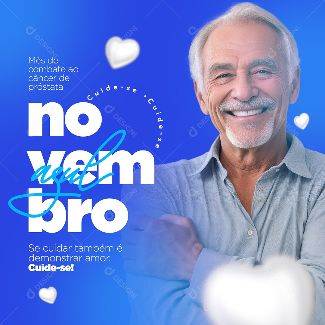 Novembro Azul Mês Combate Câncer de Próstata Social Media PSD Editável
