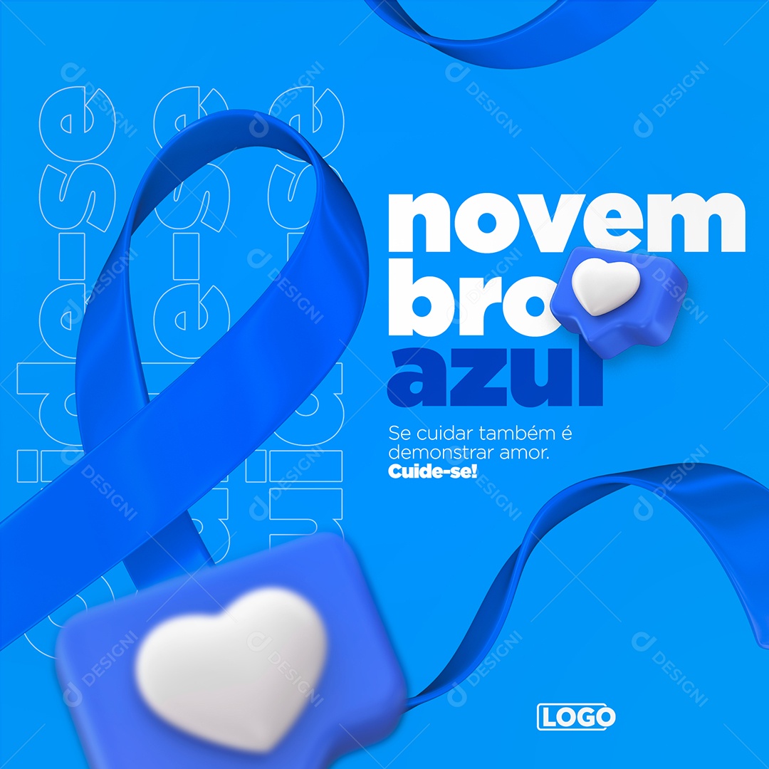 Novembro Azul se Cuidar Também é Demonstrar Amor Social Media  PSD Editável