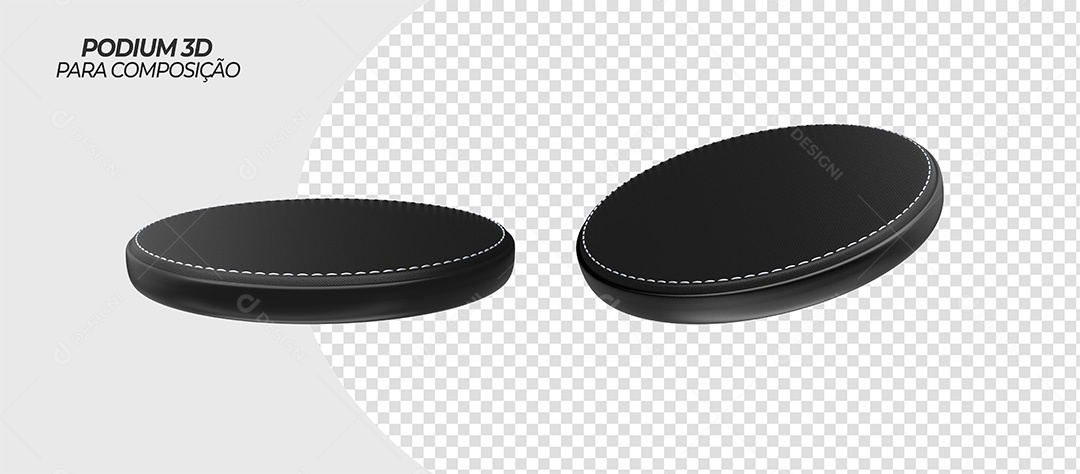 Elemento 3D Podium Preto Para Composição PSD
