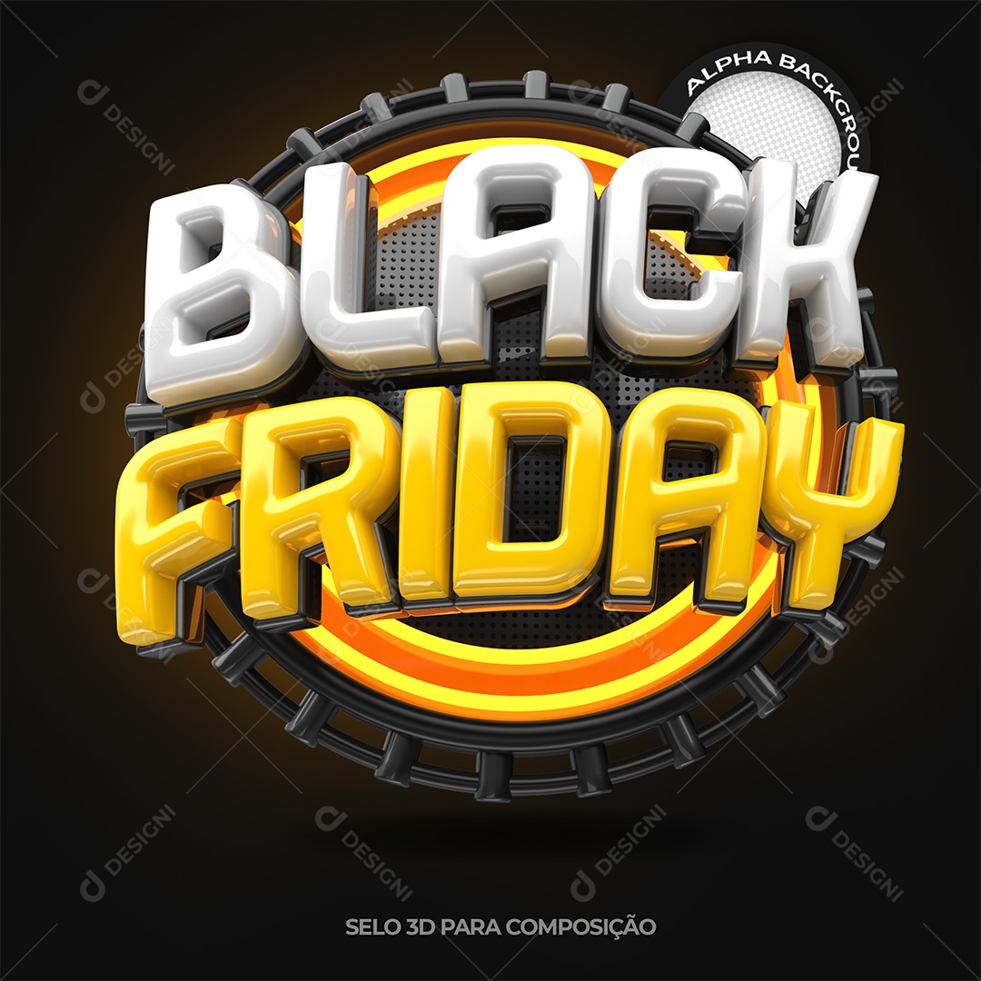 Black Friday Selo 3D Para Composição PSD