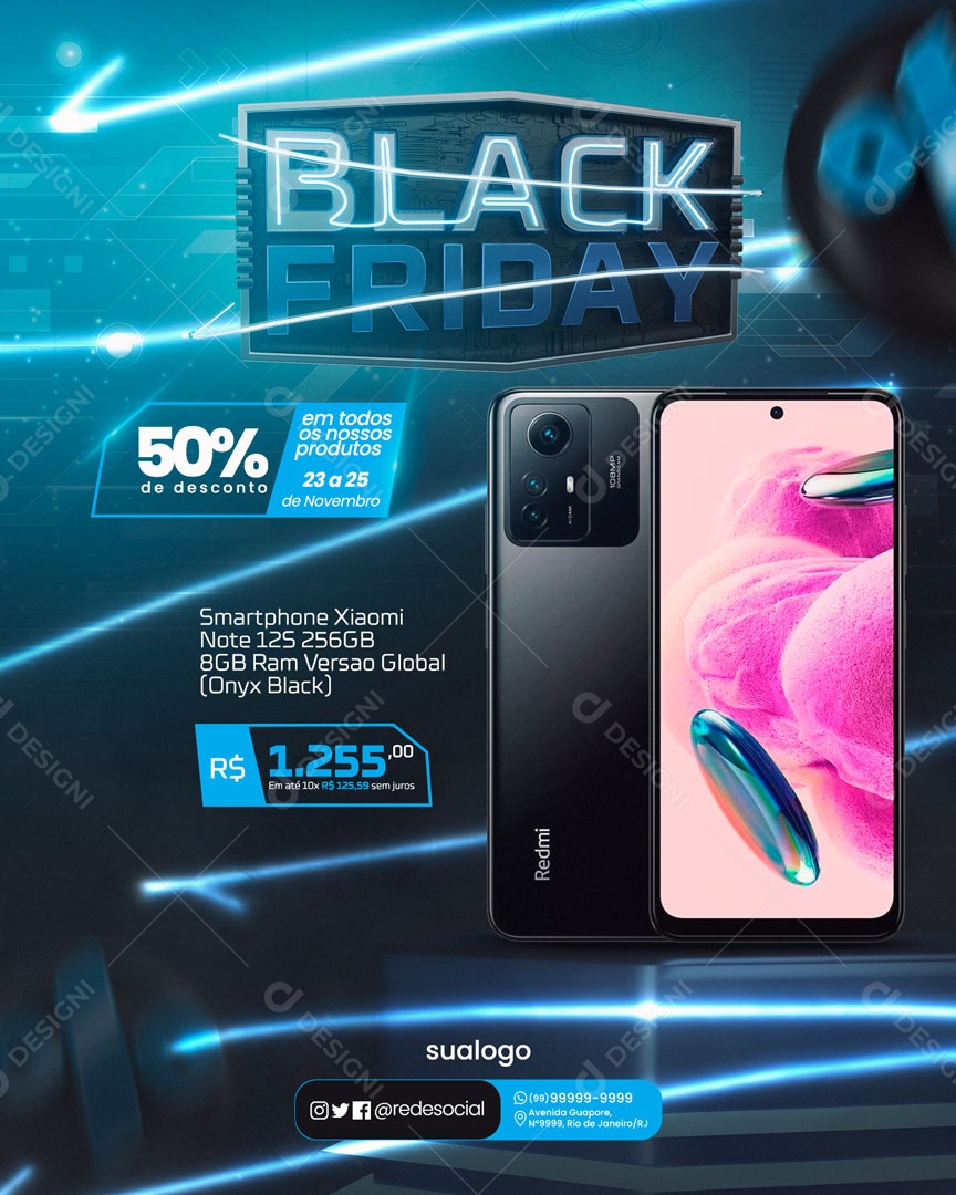 Feed Black Friday Smartphone Social Media PSD Editable