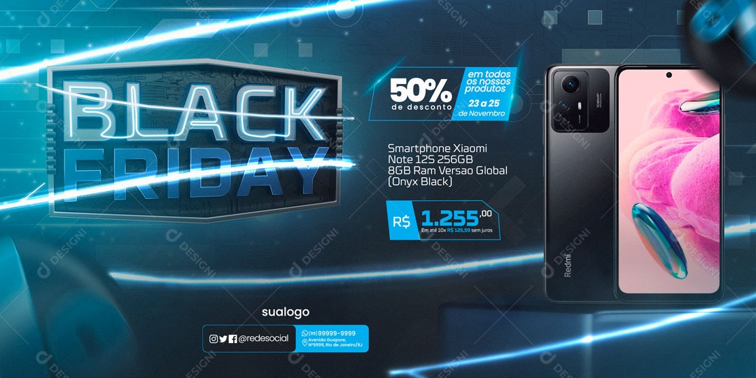 Banner Black Friday Smartphone Social Media PSD Editável