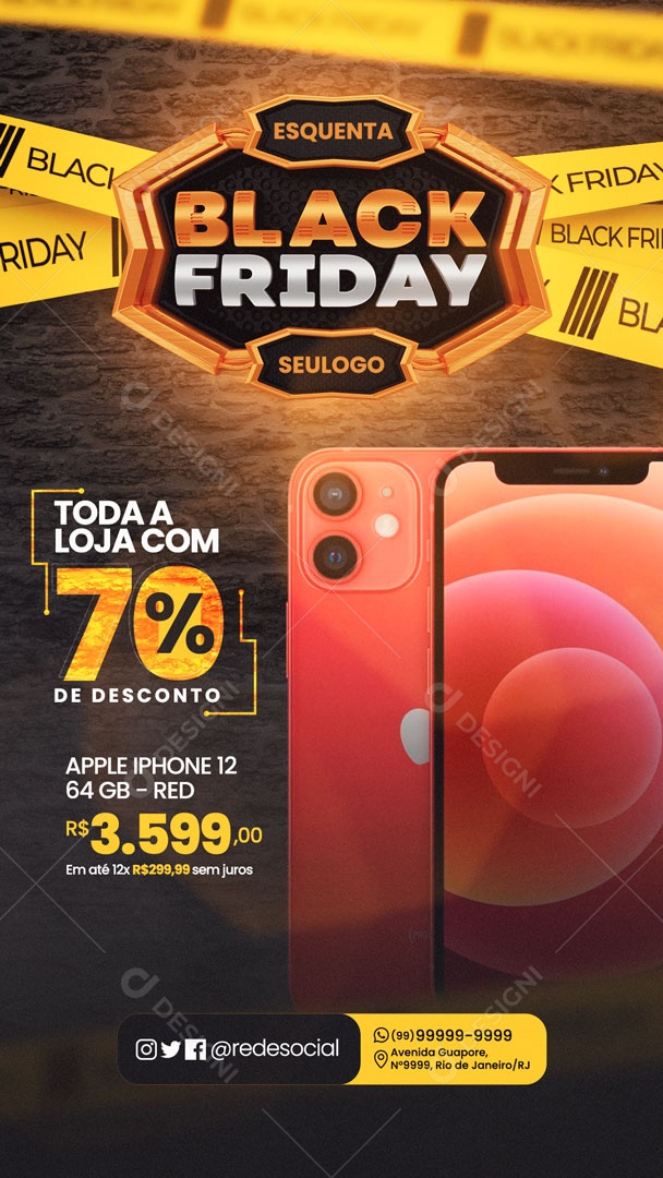 Social Media Story Black Friday Celular PSD Editável