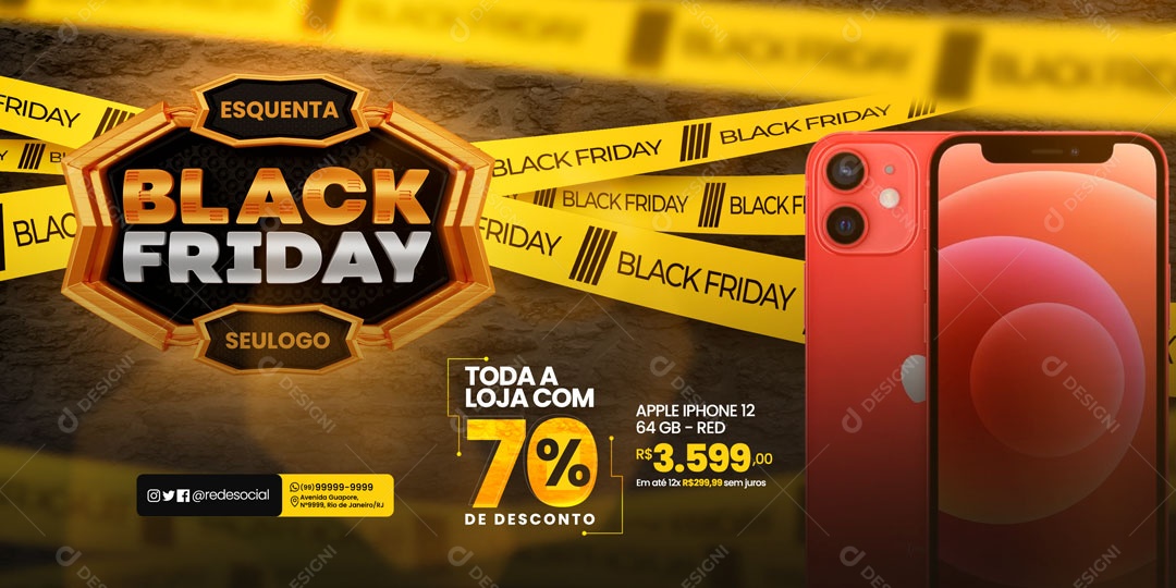 Social Media Banner Black Friday Celular PSD Editável