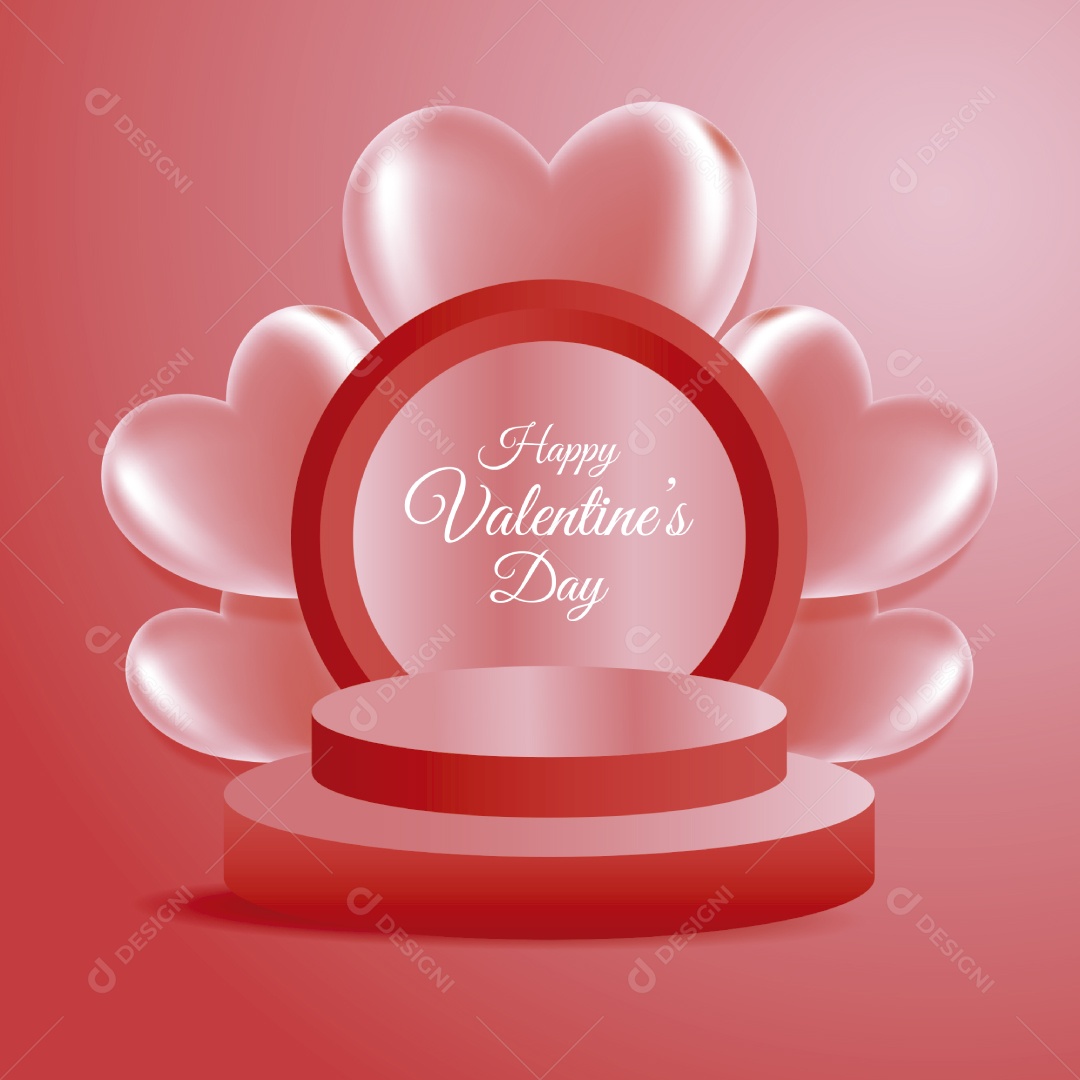 Modelo de Pódio do Dia dos Namorados Ilustração Vetor EPS Editável