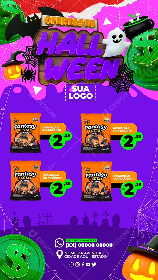 Story Encarte Ofertas de Halloween Fantasy Social Media PSD Editável