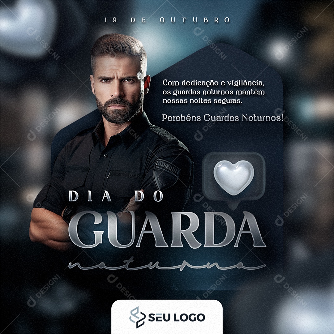 Dia do Guarda Noturno 19 de Outubro Social Media PSD Editável
