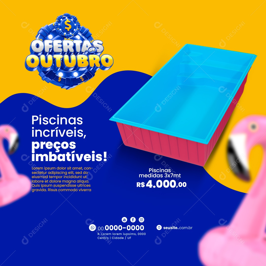 Piscina Ofertas De Outubro Piscinas Incríveis Preços Imbatíveis Social Media PSD Editável