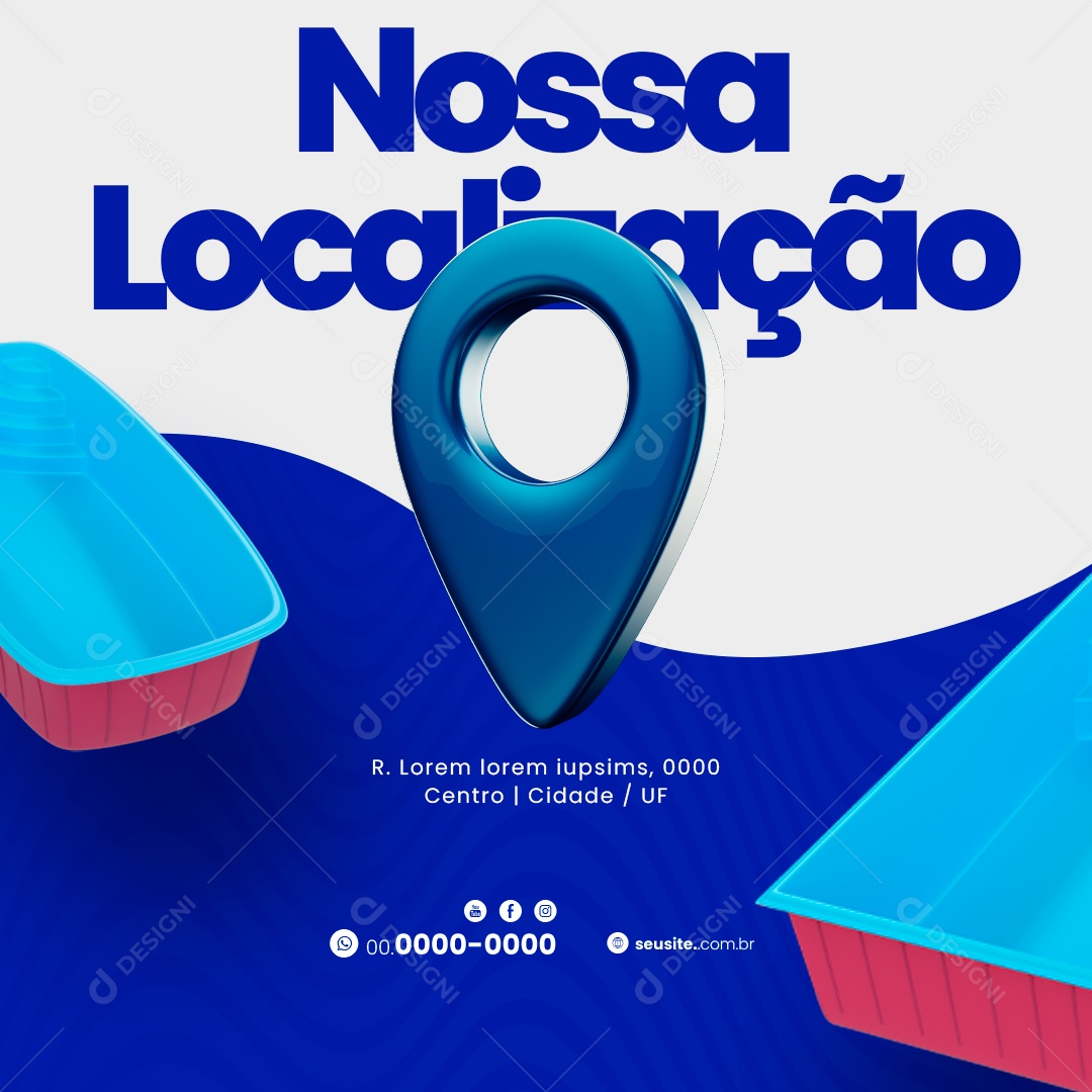 Piscina Nossa Localização Social Media PSD Editável
