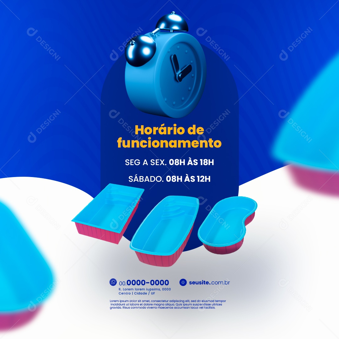 Piscina Horário de Funcionamento Social Media PSD Editável