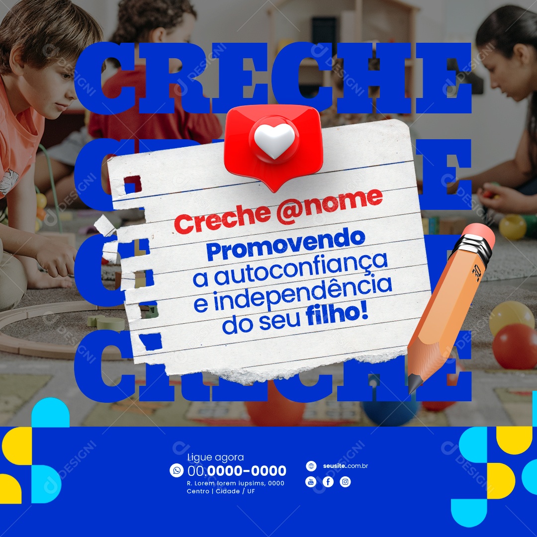 Creche Promovendo a Autoconfiança e Independência do seu Filho Social Media PSD Editável