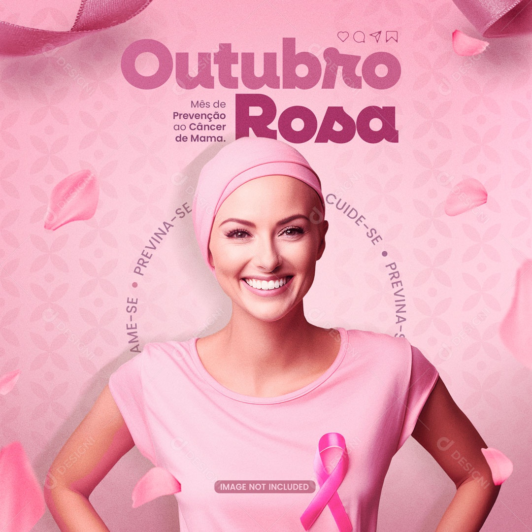 Previna Se Cuide Se Outubro Rosa Social Media PSD Editável