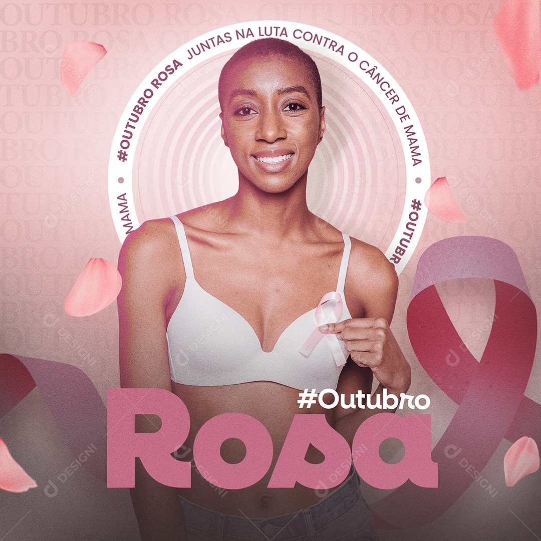 Juntos Na Luta Contra o Câncer De Mama Outubro Rosa Social Media PSD Editável