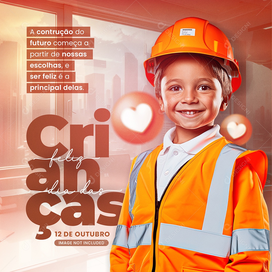 Social Media Ser Feliz é a Principal Feliz Dia Das Crianças PSD Editável