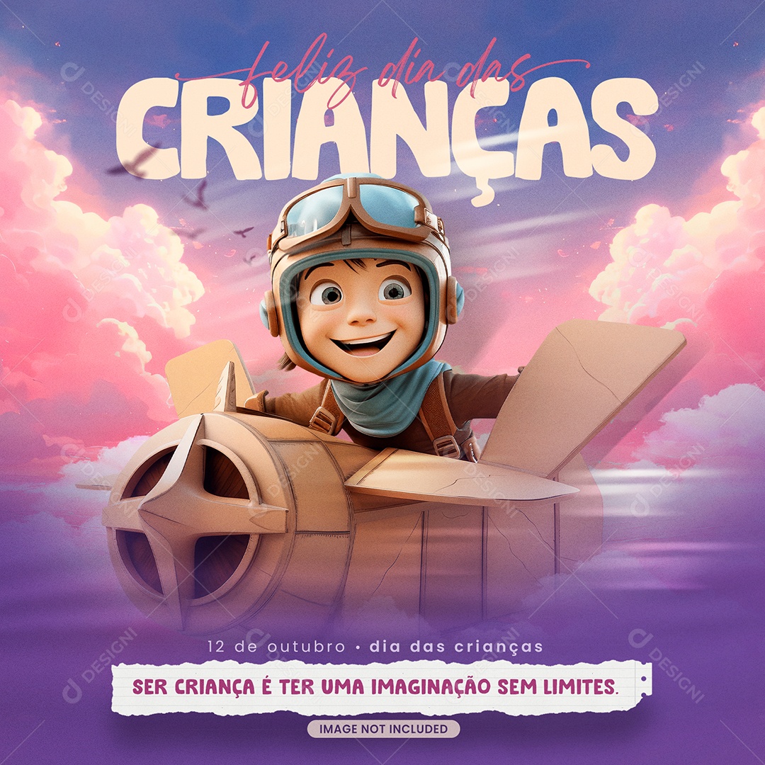 Imaginação Sem Limites Feliz Dia Das Crianças Social Media PSD Editável
