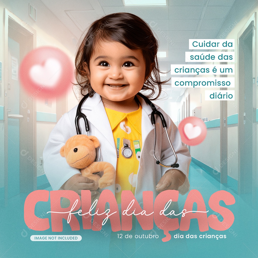 Feliz Dia Das Crianças Cuidar Da Saúde Social Media PSD Editável