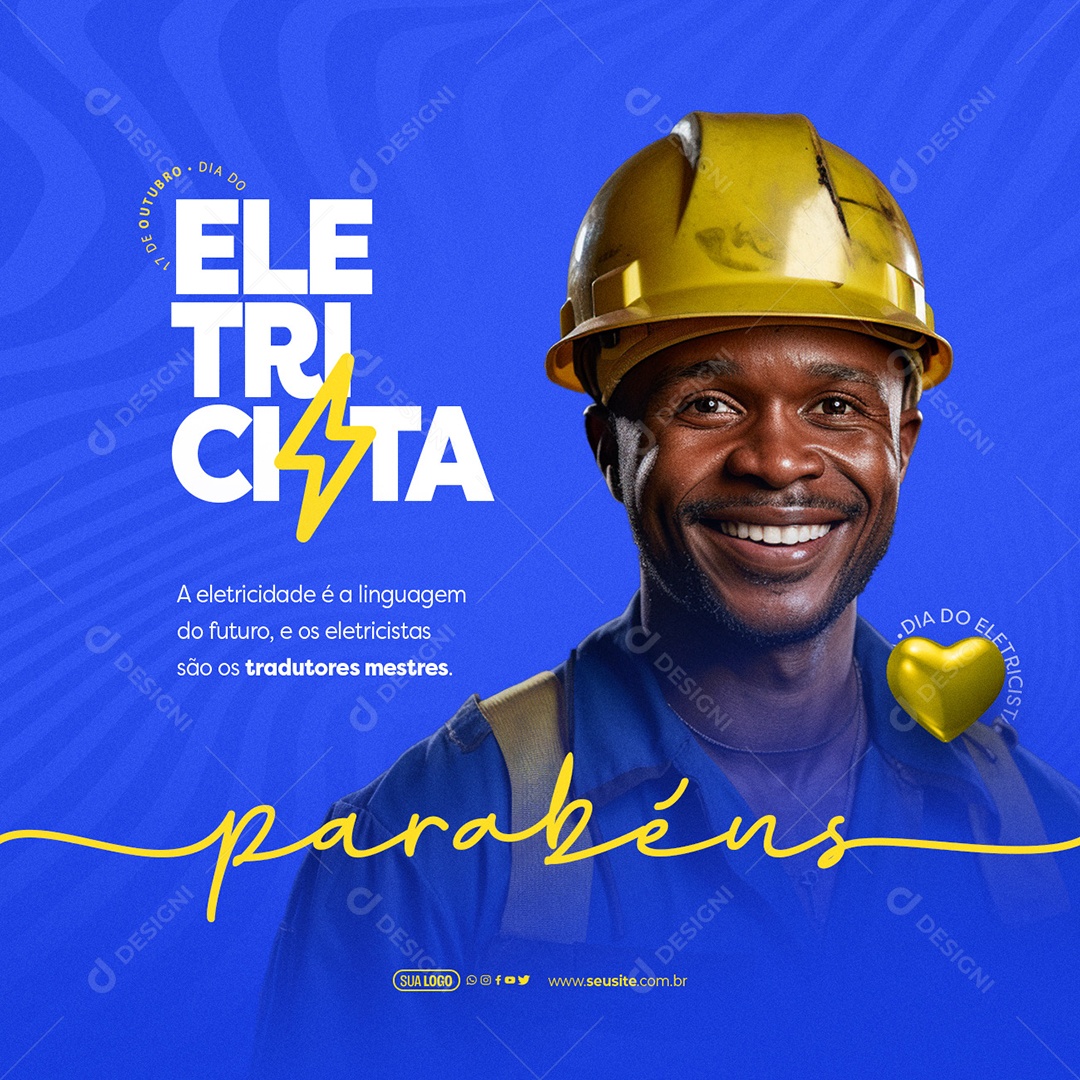 Dia do Eletricista A Eletricidade é a Linguagem do Futuro Social Media PSD Editável
