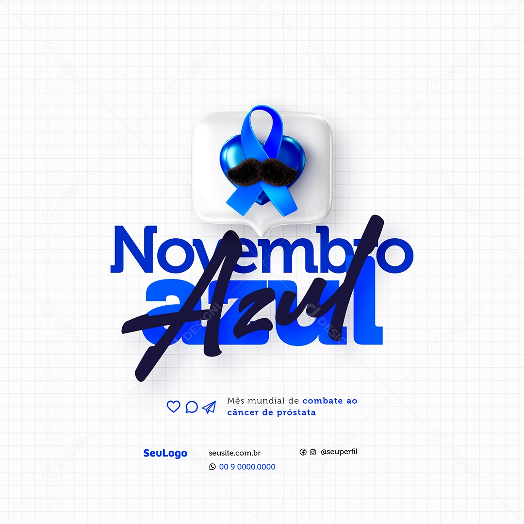 Social Media Novembro Azul Mês Mundial de Combate ao Câncer de Próstata PSD Editável