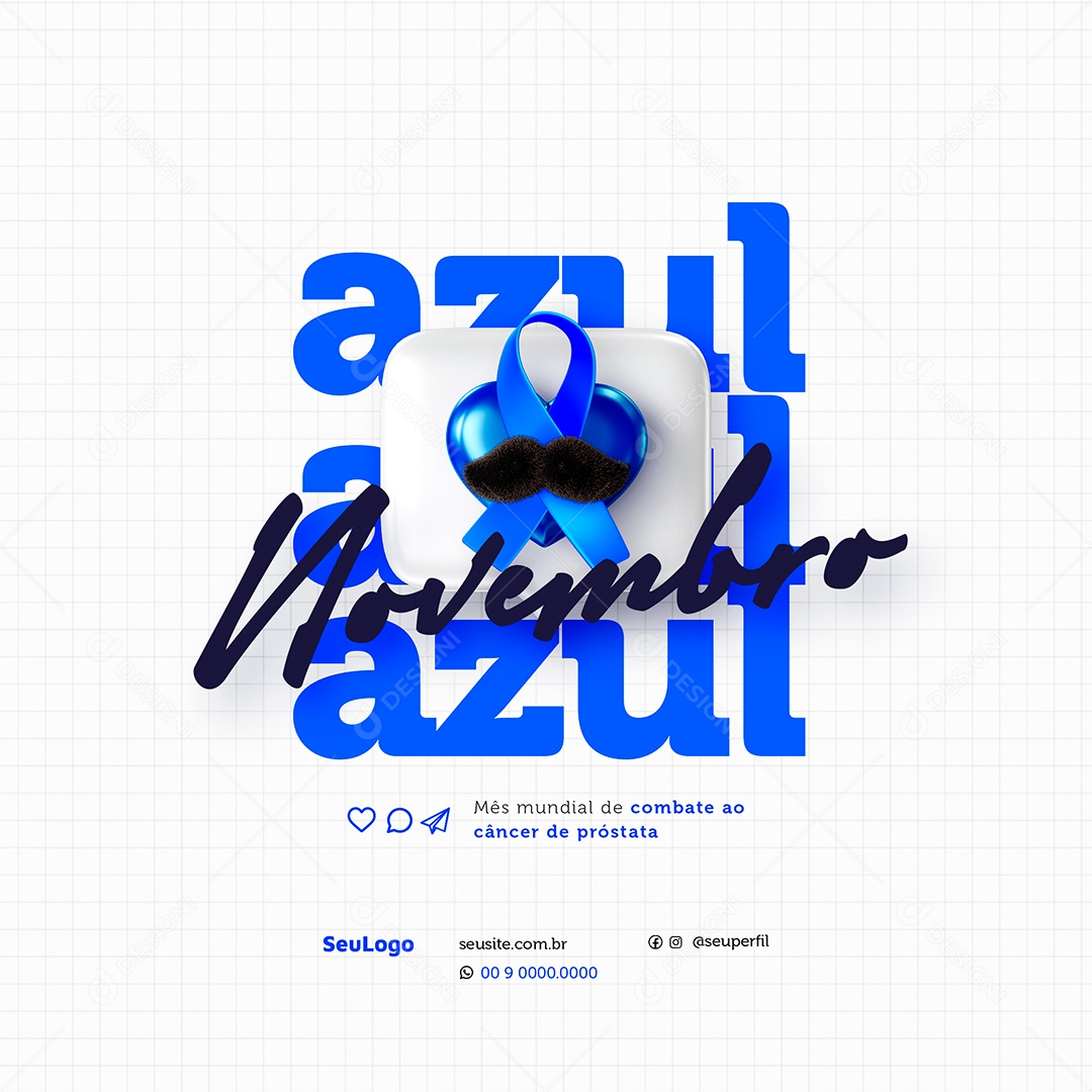 Novembro Azul Mês Mundial de Combate ao Câncer de Próstata Social Media PSD Editável