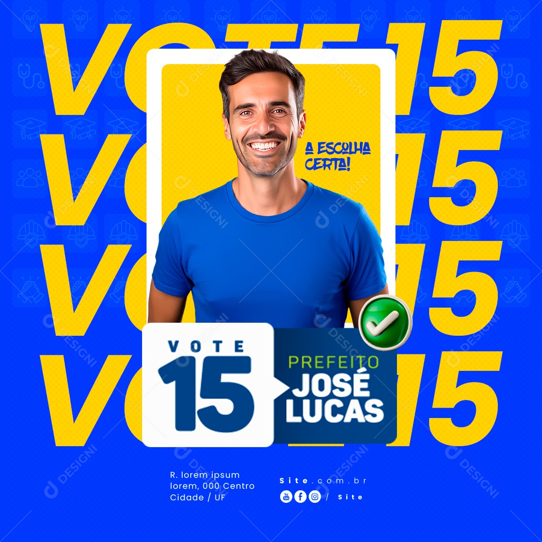 Política Vote 15 Prefeito José Lucas Social Media PSD Editável