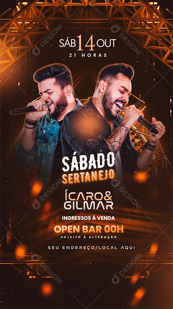Story Flyer Sábado Sertanejo Ícaro & Gilmar Social Media PSD Editável