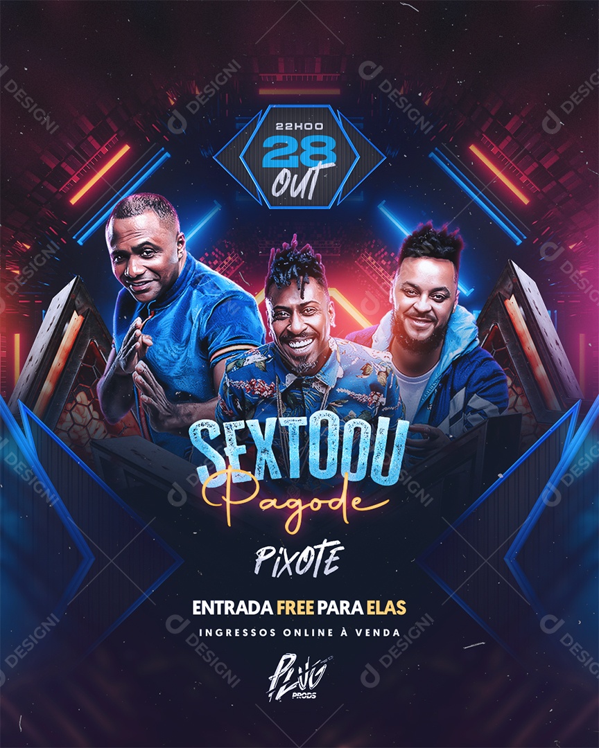 Flyer Sextoou Pagode Pixote Social Media PSD Editável