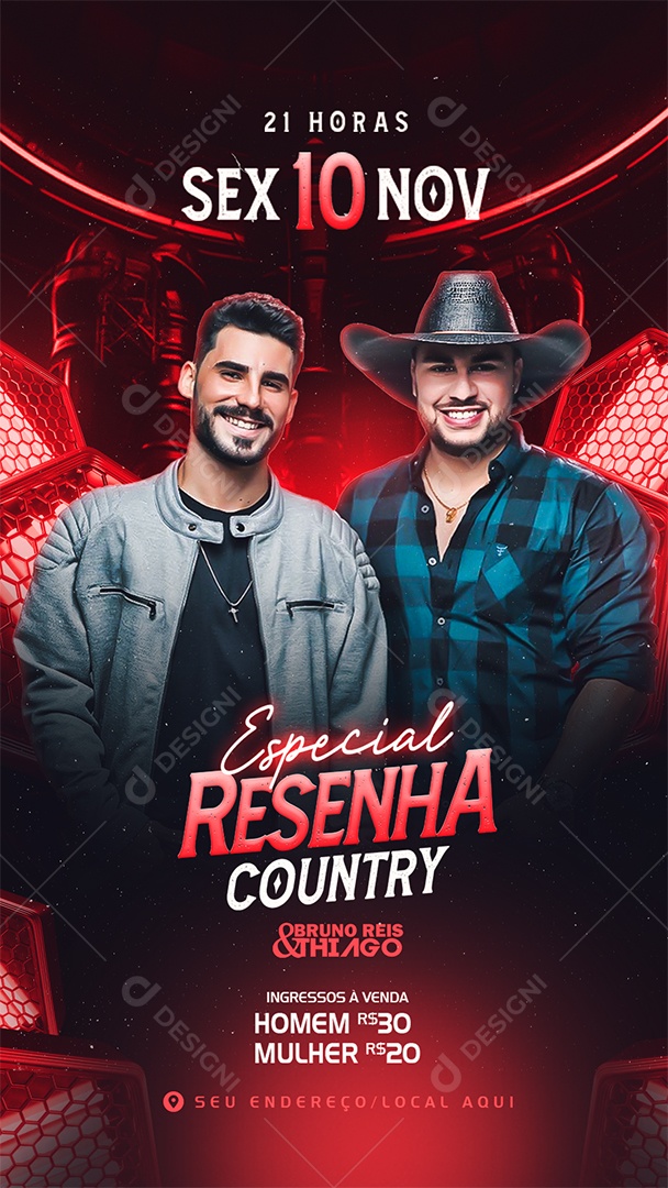 Story Flyer Especial Resenha Country Bruno Reis & Thiago Social Media PSD Editável