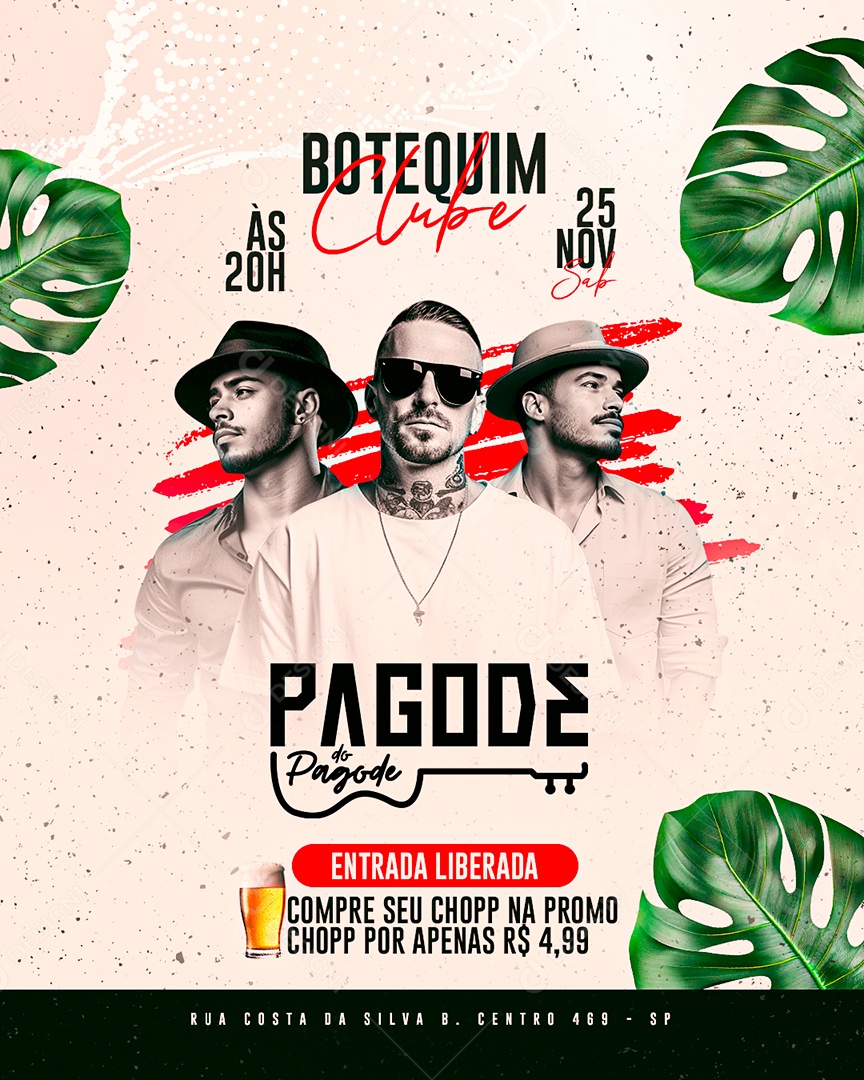 Flyer Botequim Clube Pagode do Pagode Entrada Liberada Social Media PSD Editável