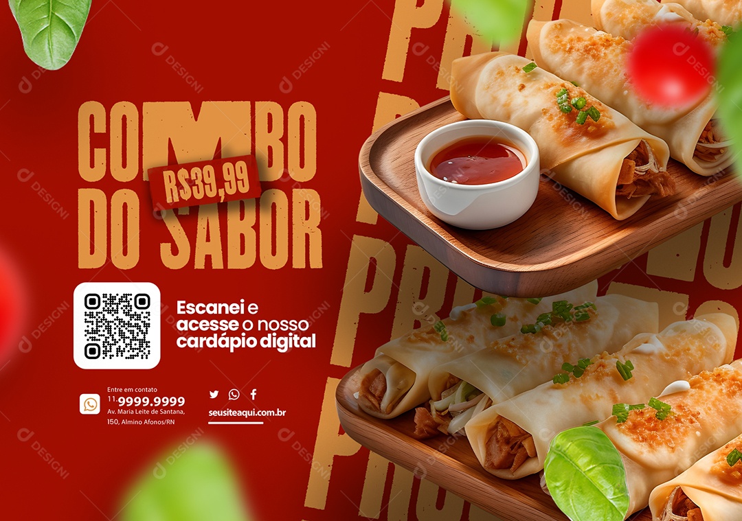Banner Lanchonete Combo do Sabor Escanei e Acesse o nosso Cardápio Digital