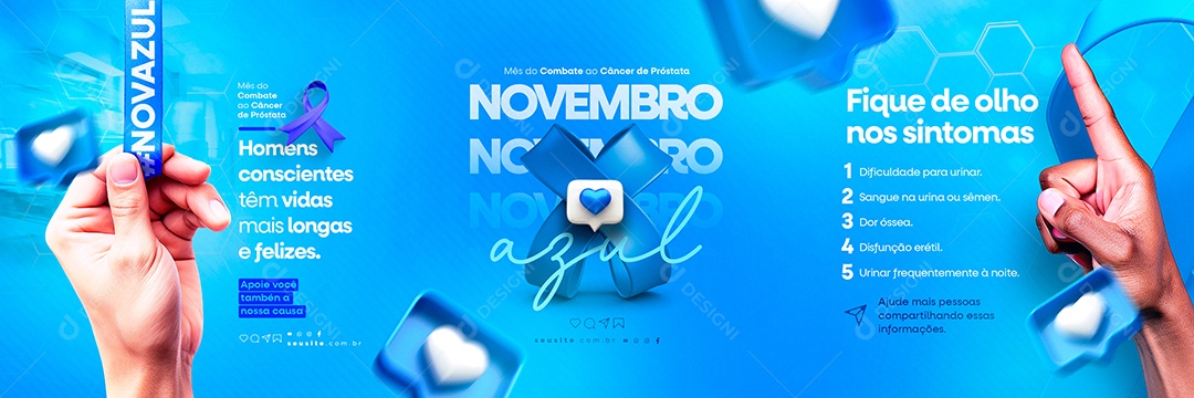 Carrossel Novembro Azul Mês do Combate ao Câncer de Próstata Social Media PSD Editável