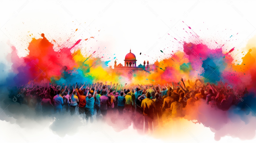 Festival Holi 25 de março IA generativa.