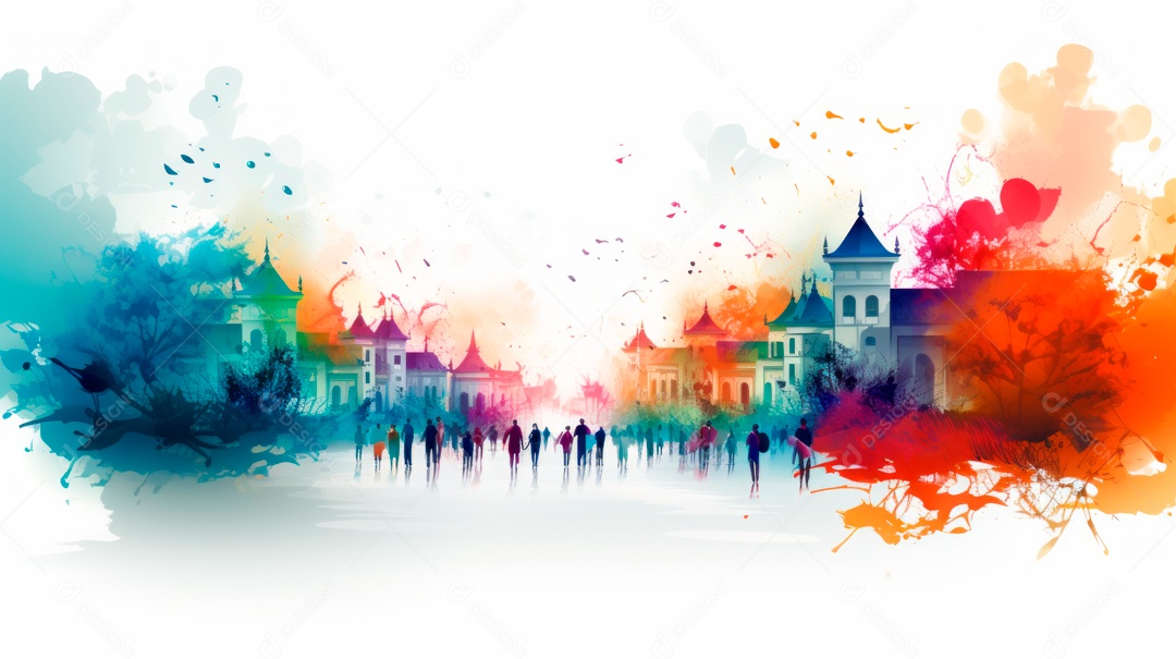 Festival Holi 25 de março IA generativa.