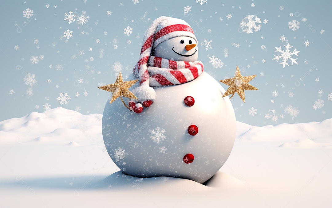 Boneco de neve sobre fundo neve