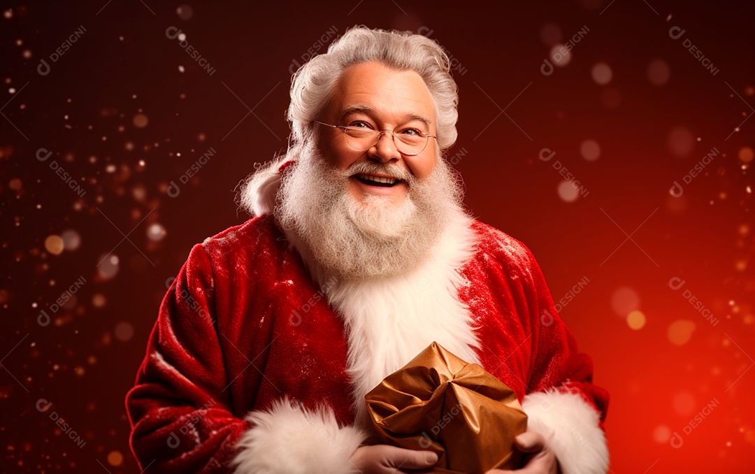 Papai Noel sobre fundo desfocado