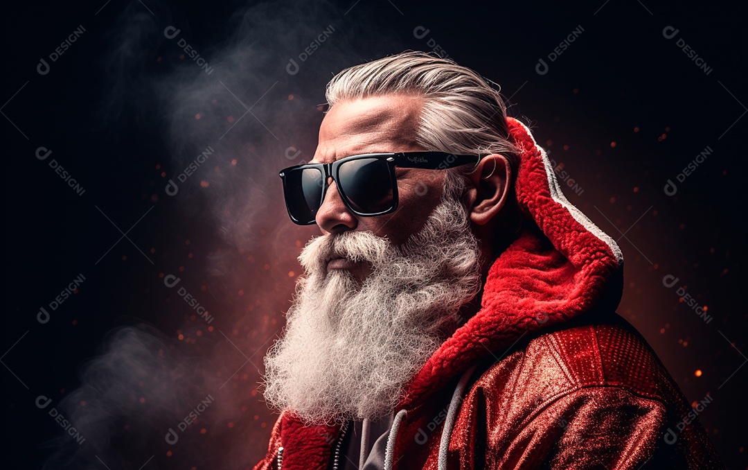 Papai Noel sobre fundo desfocado