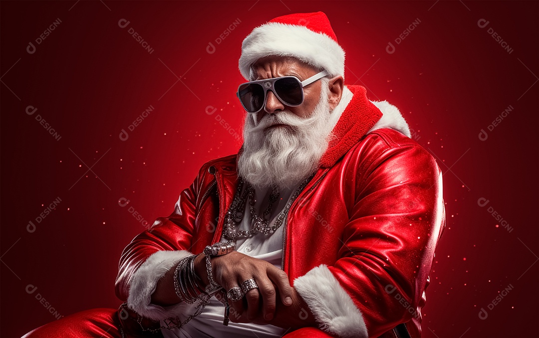 Papai Noel sobre fundo desfocado