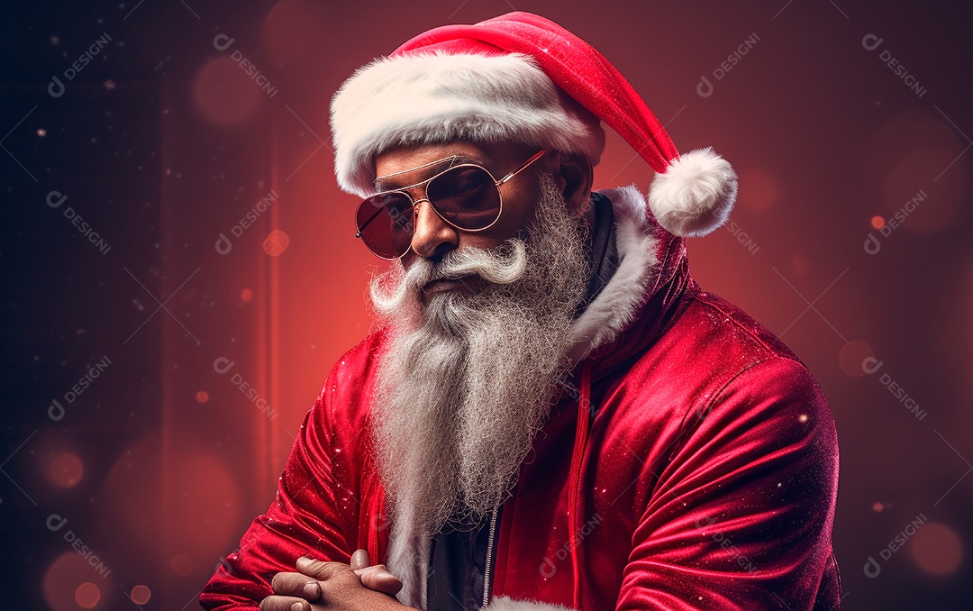 Papai Noel sobre fundo desfocado