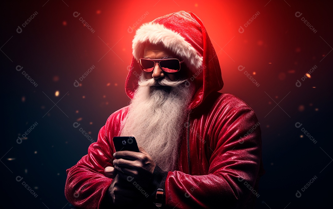 Papai Noel sobre fundo desfocado