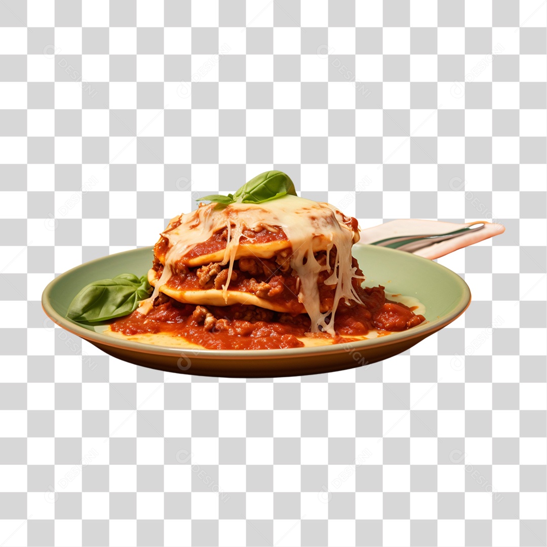 Prato com Lasanha PNG Transparente