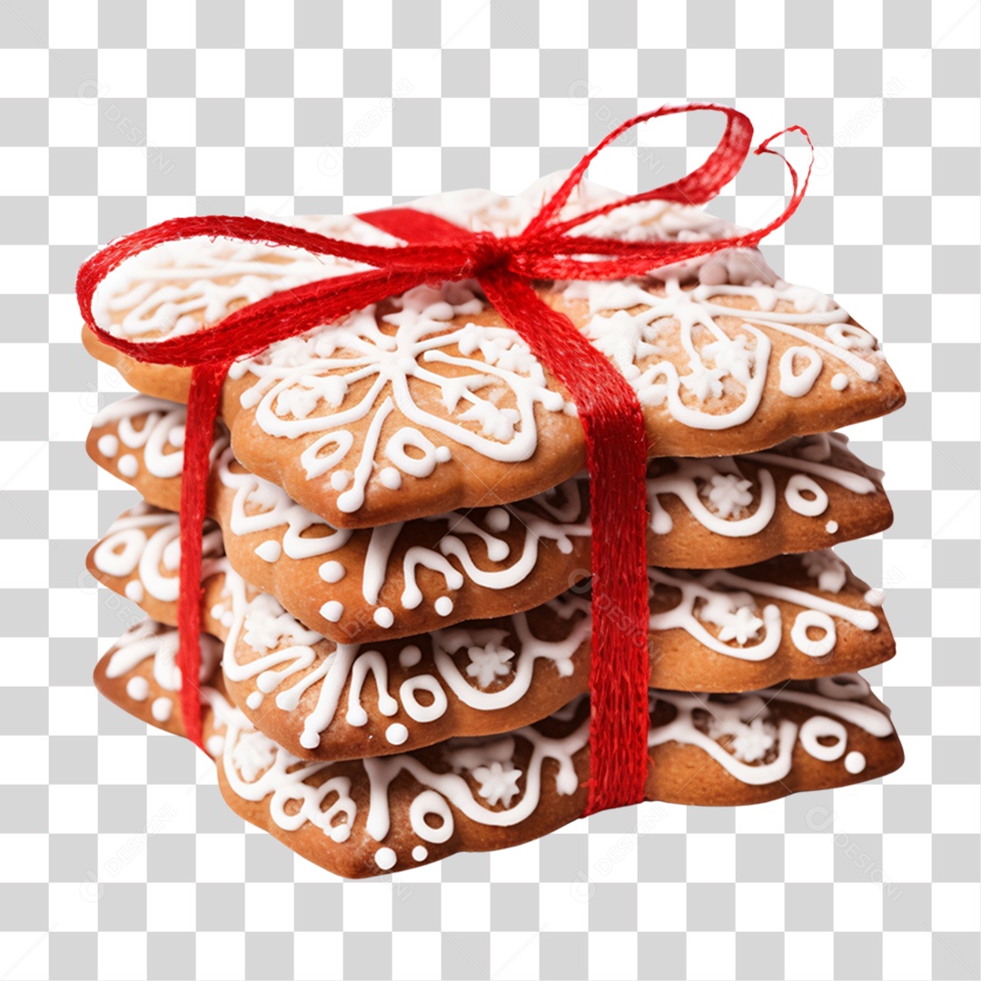 Biscoito com Laço de Fita Vermelha para o Natal PNG Transparente